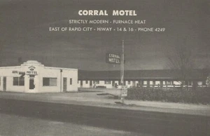Corral Motel, East of Rapid City, South Dakota - unposted Litho - Picture 1 of 3