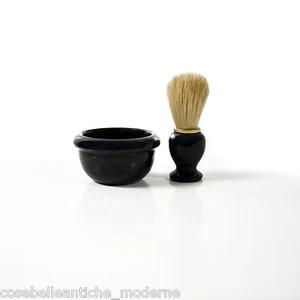 Set Shaving Brush Barber Vintage Beard Black Marble Original - Picture 1 of 1