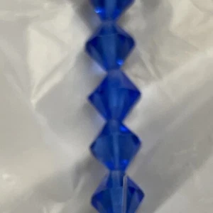Dark Blue Color 8x8mm Faceted Bicone Glass Beads Jewelry Making 25 Beads 1 Str - Picture 1 of 12