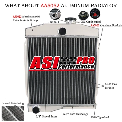 4 Row Radiator For 1955-1958 Jeep Willys CJ3 CJ5 CJ6  2.2 3.7 4.2L 5.0L ASI - Imagem 1 de 4