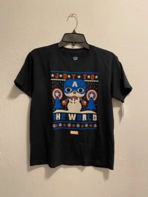 Camiseta Marvel Funko Capitán América Navidad Niño’s Gráfico Talla Grande NUEVA Foto 1 de 3