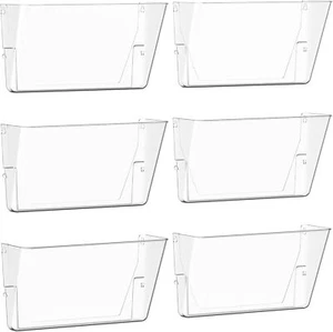 6 Pack Clear Acrylic Single Pocket Plastic Hanging Wall Mount File Holder for... - Picture 1 of 2