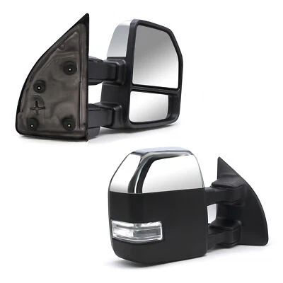 Upgrade Tow Mirrors Manual For 2000-16 Ford F250 F350 F450 SD Left Right Chrome - Image 1 of 4