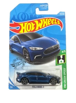 Hot Wheels #226 HW 2019 velocidad verde 4/5 Tesla modelo S azul con radios Pr5 grises nuevo Foto 1 de 3
