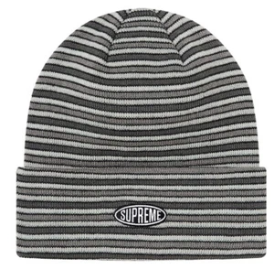 Supreme FW20 mehrstreifenige Beanie grau und schwarz - Bild 1 von 2