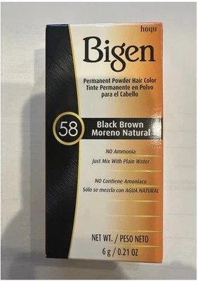 Color de cabello en polvo permanente Bigen 58 negro marrón, 0,21 oz Foto 1 de 4