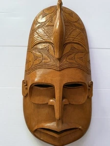 VintagePapua New Guinea Sepik River Tribal/ Ancestral Bird Wooden Mask Hanging - Picture 1 of 11