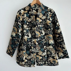 Soft Surroundings Jacket Womens Medium Viola Jacquard Floral Brocade Metallic - Picture 1 of 14