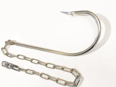 Jaws Movie Mega Giant Shark Hook with Chain - Mustad 4480DT 19/0 J RARE - Image 1 of 3