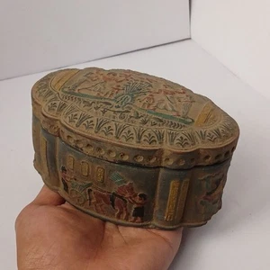 Ancient Egypt Box King Ramses Queen Nefertari War Scene Rare Collectible - Picture 1 of 9