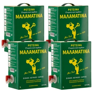 Retsina Malamatina 4x 3,0l Bag-in-Box | Geharzter Weißwein aus Griechenland - Bild 1 von 1