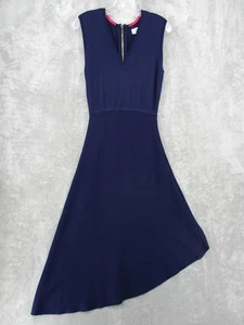Eliza J Dress Womens Medium Asymmetric Hem Knit Exposed Zip High Low Navy Blue - Picture 1 of 11