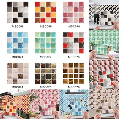 Modern Square PVC Wall Decals 3D Crystal Mosaic Stickers Set of 10 - Image 1 of 4
