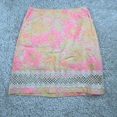 Lilly Pulitzer Corrie Skirt Pink Yellow Sunkissed With A Glow Womens 0 - Image 1 of 4