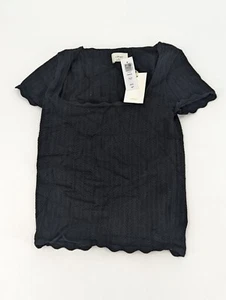 Wilfred Women Blouse Top Size XS Black Knitted Square Neck Short Sleeve Pullover - Picture 1 of 9