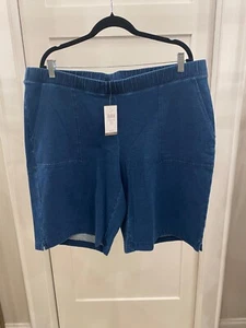 NEW PureJill Indigo Shorts Womens 2X Blue CapeCod Wash Denim Pull On NWT $65 - Picture 1 of 6