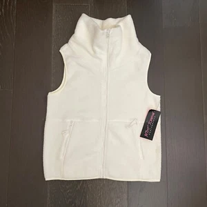 Betsy Johnson Vest Womens XS Fleece Cream Full Zip Pockets Outdoor Mom - Picture 1 of 8