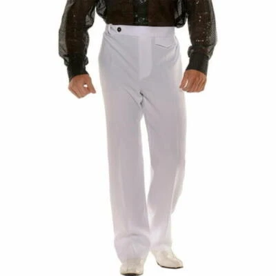 Underwraps - Men's 70's White Disco Pants Costume With Front Closure - One Size - Image 1 of 4