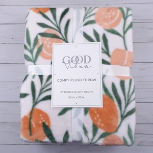 Good Vibes Velvet Plush Throw Blanket Modern Peaches 50x70 - Picture 1 of 2