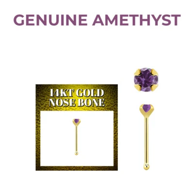 Juego de puntas de oro macizo de 14K 22G de 2 mm gemas preciosas anillo de hueso de nariz de 6 mm Foto 1 de 4