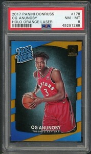 OG Anunoby 2017 Panini Donruss Holo Orange Laser Rookie Card #178 PSA 8