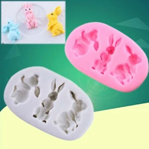 Molde para pasteles artesanías azucareras chocolate fondant decoración conejo animal silicona molde para hornear - Imagen 1 de 11