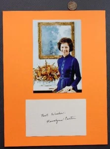 President Jimmy Carter's First Lady Rosalynn signed autographed card & photo --- - Picture 1 of 1