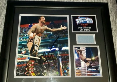 WWE Wrestlemania XXVIII 28 2012 Placa CM Punk Championship Firmado NXT ECW AEW Foto 1 de 4