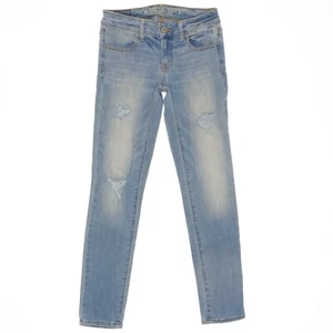 American Eagle Jegging Jeans 00 Distressed Blue Denim Juniors Measures 26x28 - Picture 1 of 10