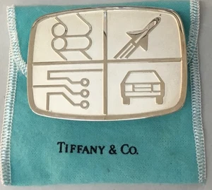 Tiffany & Co. Plata Esterlina Espacio, Automotriz, Hebilla de Cinturón Digital *Raro Difícil de Encontrar - Imagen 1 de 6