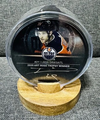 Leon Draisaitl signierter Oilers Puck / Art Ross / #125 / NHL / Fanatics - Bild 1 von 4