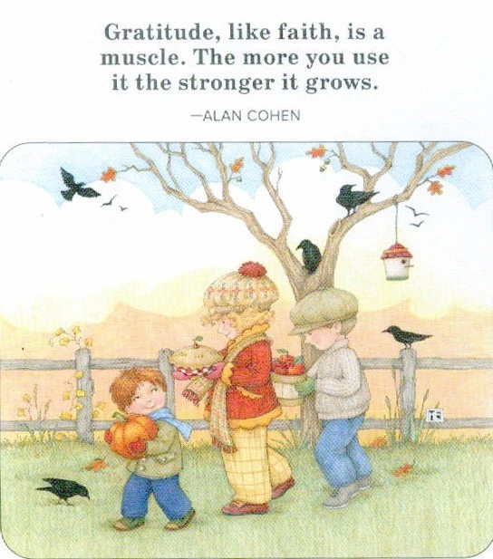 GRATITUD COMO FE CRECIMIENTO MÁS FUERTE - Imán de otoño hecho a mano - con arte de Mary Engelbreit Foto 1 de 1