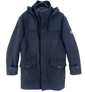 ARMANI JEANS giacca cappotto uomo 80% lana con cappuccio nero taglia EU:46 - XS - Foto 1 di 12