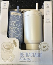 Ello 2 Pack Tumbler Set 30oz each With Retractable Straws. LEAK PROOF