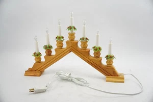 Candelabro Ponte Svedese Legno Naturale 7 Luci Candela Natale 120v - Foto 1 di 8