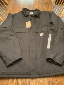 NWT Carhartt C003 BLK Men's Duck Quilted Lined Black Full Zip Canvas Jacket 4XL - Picture 1 of 14