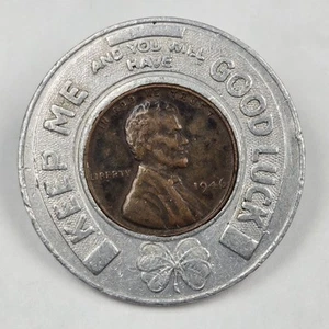 Good Luck Lincoln Wheat Cent W Sacramento Market Store Beer Advertising Encased - Picture 1 of 5