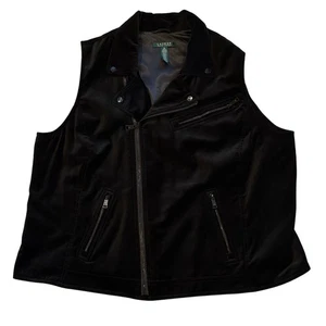 Vtg Lauren Ralph Lauren Vest Jacket Womens Size 2XL Black Velour Velvet Classy - Picture 1 of 9