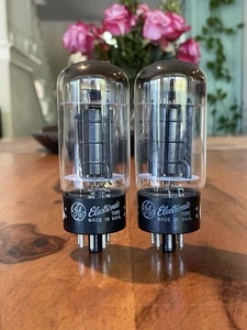 Pair GE 6L6GB Black Plate D Getter Calibrated Hickok TV7 TESTED - Picture 1 of 10