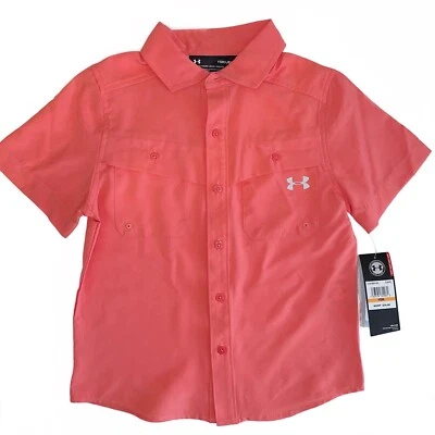 UA Under Armour HeatGear Boys Youth Small Coral Fishing Button Front Shirt - Image 1 of 4