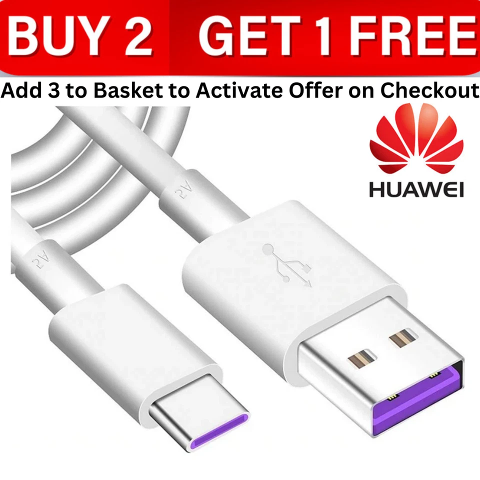Genuine Huawei Fast Charging Cable USB-C 5Amp - HL1289 For P40 Pro P30 Mate 50 - Image 1 of 4