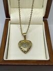 9Ct Gold Filled Heart Pet Paw Locket Pendant Necklace 20 Chain Dog Cat
