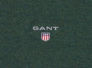 Men's GANT Green V Neck Cotton/Wool Jumper Size 2XL P-P 25.5" VGC - Picture 1 of 7