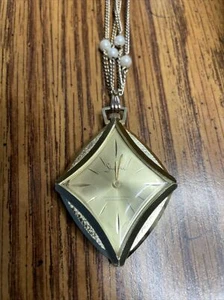 Vintage Sheffield Anhängeruhr auf Perlenkette Damen Schweizer Automatik LÄUFT - Bild 1 von 4