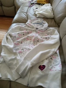 Vintage  DC comics  Supergirl Zip-up White Hoodie  Size 11/13 - Picture 1 of 6