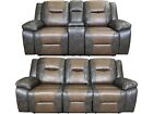 3+2 Milan Recliner Aire Leather Sofas New In Twin Colours