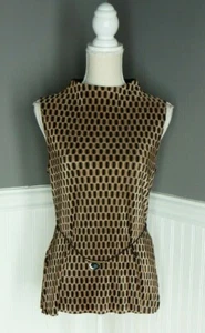 Connected Apparel Brown Sparkle Belted Sleeveless Top Size 10 Petites   - Picture 1 of 4