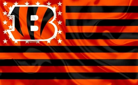 (2) Cincinnati Bengals Wavy Stars & Stripes Flag Vinyl Stickers 5x3.15 Decal Cover