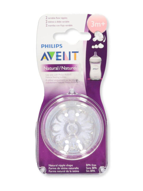 Avent 2-Pack Slow Flow Anti-Colic Bottle Nipples - white, one size