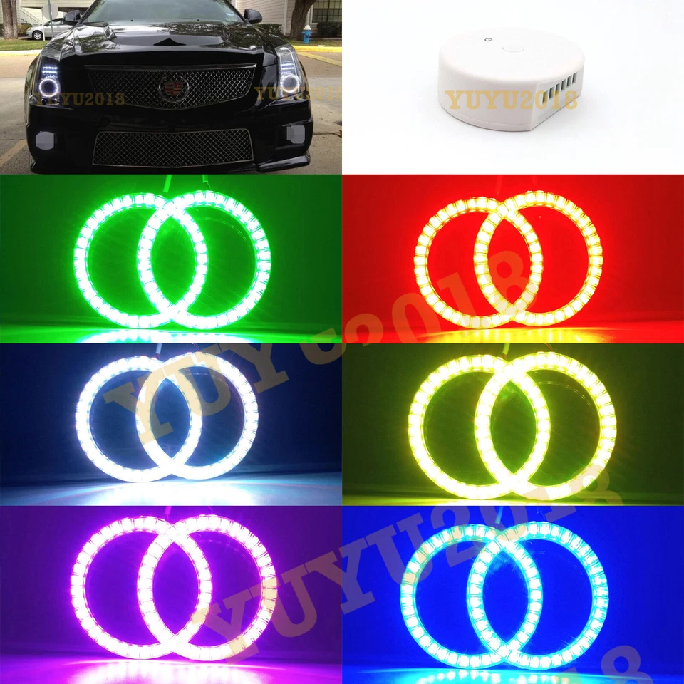 Bluetooth RGB LED halo ring for Cadillac CTS 08-13 xenon headlight angel eye DRL - Image 1 of 4
